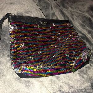 Victoria Secret sequin cosmetics bag